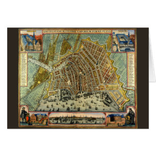 Antieke straatkaart van Amsterdam, Nederland