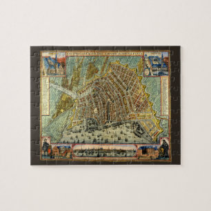 Antieke straatkaart van Amsterdam, Nederland Legpuzzel