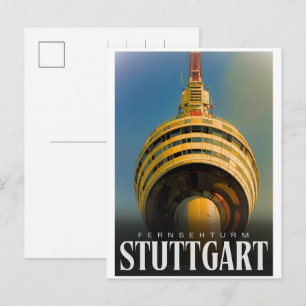 Antieke Stuttgartse televisietoren Fernsehturm Dui Briefkaart