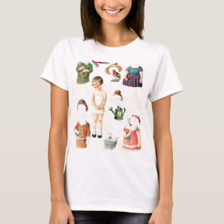 ANTIEKE SUPERIEURE PAPIEREN POPPEN ZOETJE T-SHIRT
