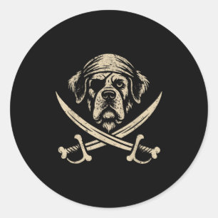 Antieke Tarief Sint-Bernard Kruisbeenderen Hond Li Ronde Sticker