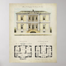 Antieke tekening van architectuur in Parijs Frankr