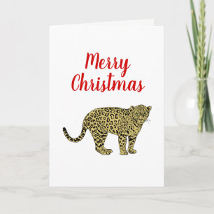 Antieke tekening van een luipaard cheeta gevlekte feestdagen kaart