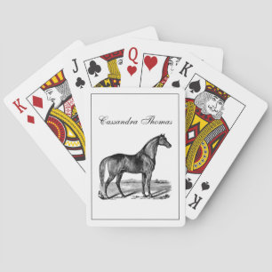 Antieke tekening van een staand paard pokerkaarten