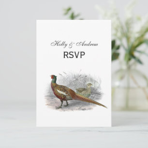 Antieke tekening van fazant jachtvogel kleur #2 RSVP kaartje
