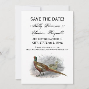 Antieke tekening van fazant jachtvogel kleur #2 save the date