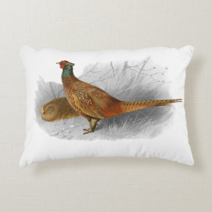 Antieke tekening van fazant jachtvogel kleur #3 accent kussen
