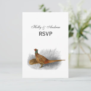 Antieke tekening van fazant jachtvogel kleur #3 RSVP kaartje