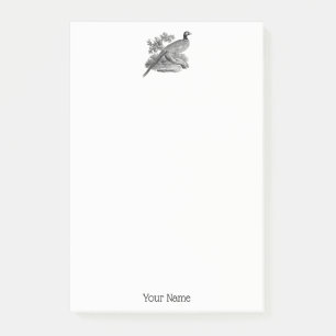 Antieke tekening van fazant, jachtvogel, zwart-wit post-it® notes