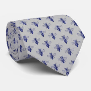 Antieke tekening van Koningin bij in blauw Stropdas