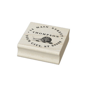 Antieke tekening van slak naam retouradres  	rubberstempel