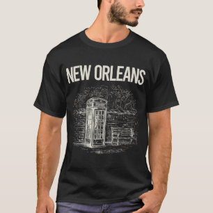 Antieke telefooncel New Orleans T-shirt