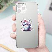  Antieke theekopje met  bloemen Sticker (Telefoon)