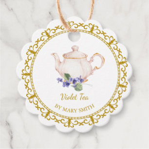 Antieke theepot Thuisgemaakte violette theehanglab Bedankjes Labels