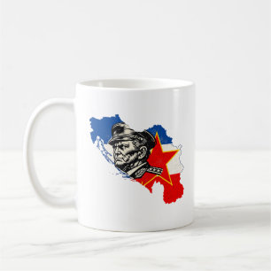 Antieke Tito SFRY Joegoslavië houtsnede kaart Koffiemok
