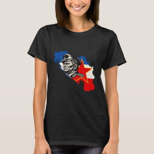 Antieke Tito SFRY Joegoslavië houtsnede kaart T-shirt
