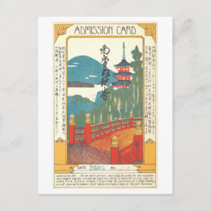 Antieke toegangskaart tot Nikko, Japan, briefkaart