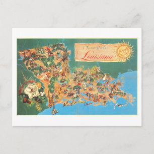 Antieke toeristenkaart van Louisiana Briefkaart