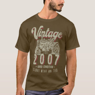 Antieke Tractor Boer Verjaardag Geboren In 2007 & T-shirt