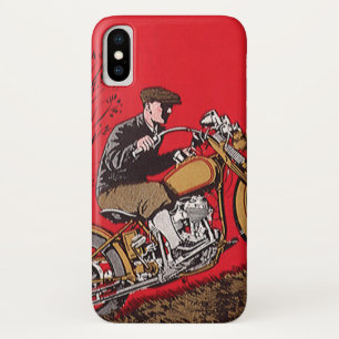 Antieke transport, berijder van een antieke motorf iPhone x hoesje
