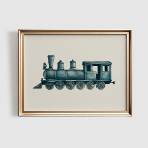 Antieke Trein Prent, Oudroze AFDRUKBARE Kunst aan Poster