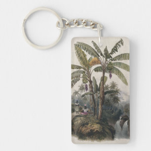 Antieke Tropische Bananenboomgaard   Vintage Bota Sleutelhanger
