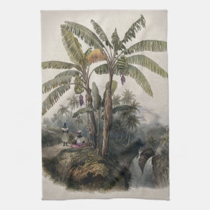 Antieke Tropische Bananenboomgaard   Vintage Bota Theedoek