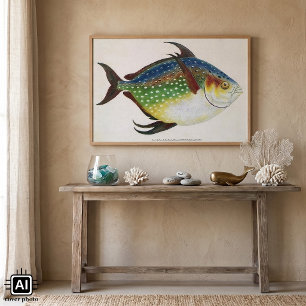 Antieke tropische maanvis, marien waterdier poster