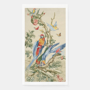 Antieke Tropische Papegaai en Vlinder Fijne Kunst Servet