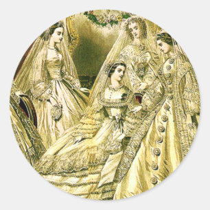 Antieke Trouw Bruid Ronde Sticker