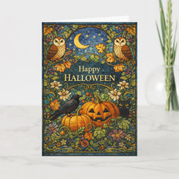 Antieke Tuin Kunst en Ambacht Halloween Kaart