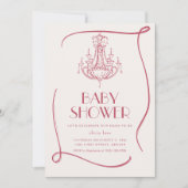 Antieke Uitnodiging Roze Baby Borrel Uitnodiging (Voorkant)