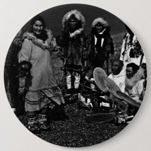 Antieke USA Alaska Eskimo dansers Ronde Button 6,0 Cm