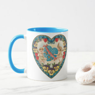 Antieke Valentijnsdag, Vintage engelen in een hart Mok