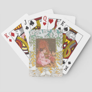 Antieke Valentijnskaart uit het Victoriaanse tijdp Pokerkaarten