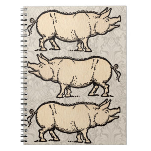 Antieke Varken Biggetje Schattig Vintage Notitieboek