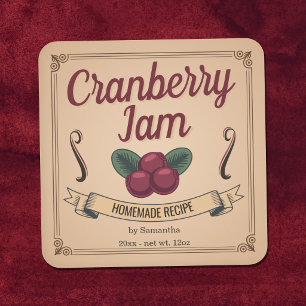 Antieke veenbesjam pot label sticker