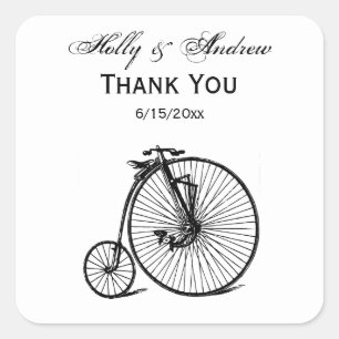 Antieke Velocipede Penny Farthing Fiets Bicycle Bi Vierkante Sticker