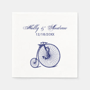 Antieke Velocipede Penny Farthing Fiets Blauwe Servet