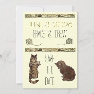 Antieke Verhaaltjesboek Kittens Save The Date Kaar