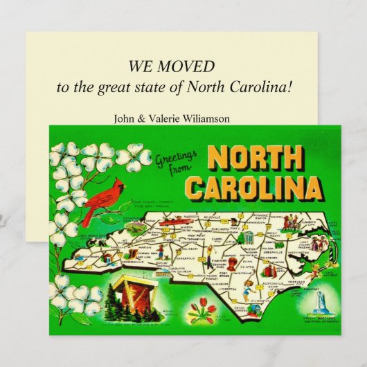 Antieke verhuis aankondiging uit North Carolina (Voorkant / Achterkant)