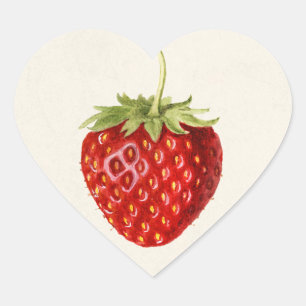 Antieke Verjaardagsfeestje met Aardbei Hart Sticker