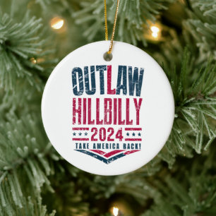 Antieke verkiezingen Outlaw Hillbilly Amerikaanse Keramisch Ornament