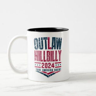 Antieke verkiezingen Outlaw Hillbilly Amerikaanse Tweekleurige Koffiemok