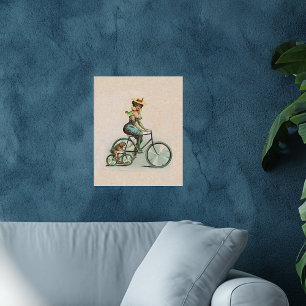 Antieke Victoriaanse Dame Hondenfiets Poster