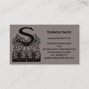 Antieke Victoriaanse Elegante Monogram Letter S Visitekaartje