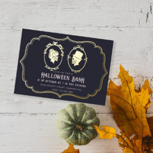Antieke Victoriaanse Frame Schedel Halloween Feest Folie Uitnodiging