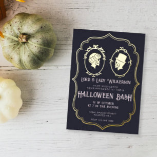 Antieke Victoriaanse Frame Schedel Halloween Feest Folie Uitnodiging