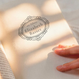 Antieke Victoriaanse lijst Elegant Ex Libris Boek Zelfinktende Stempel