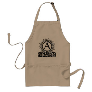 Antieke Victoriaanse Monogram Letter A Standaard Schort